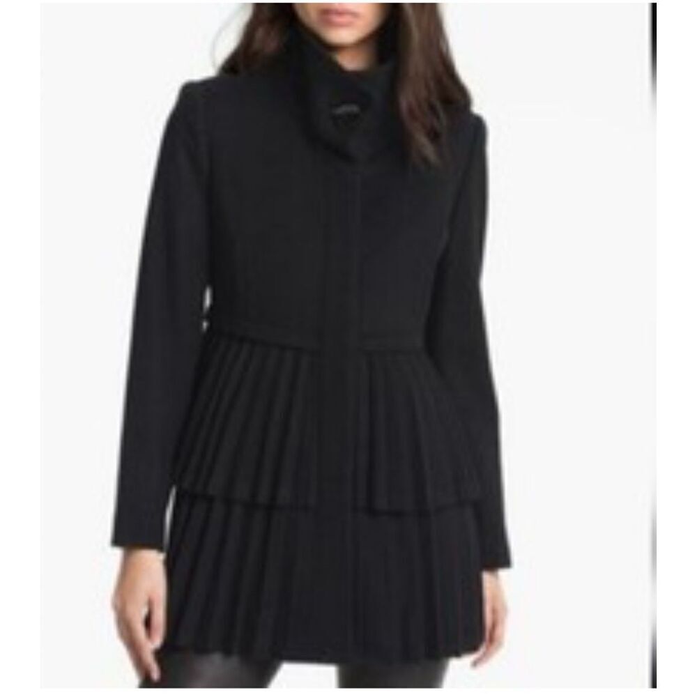 George Simonton studio Australian lambswool cashmere blend black coat 12